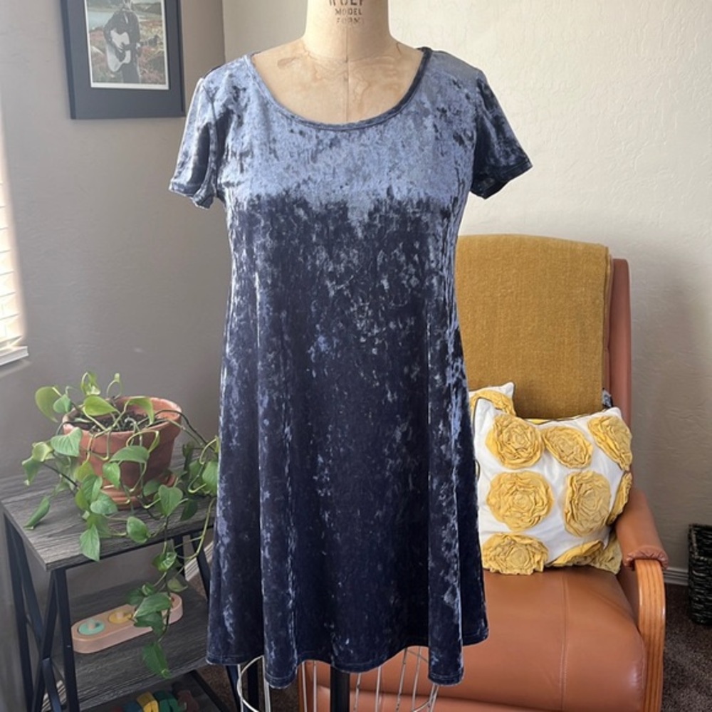Sociallite Slate Blue crushed Velvet dress